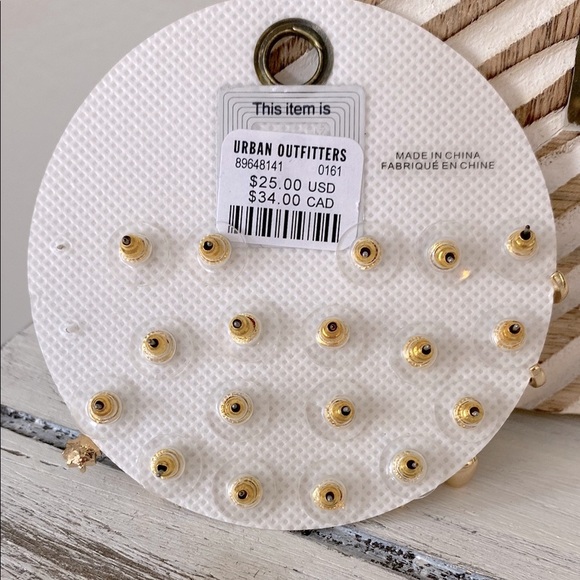 Urban Outfitters Gold and White Stud Earrings - Picture 2 of 3